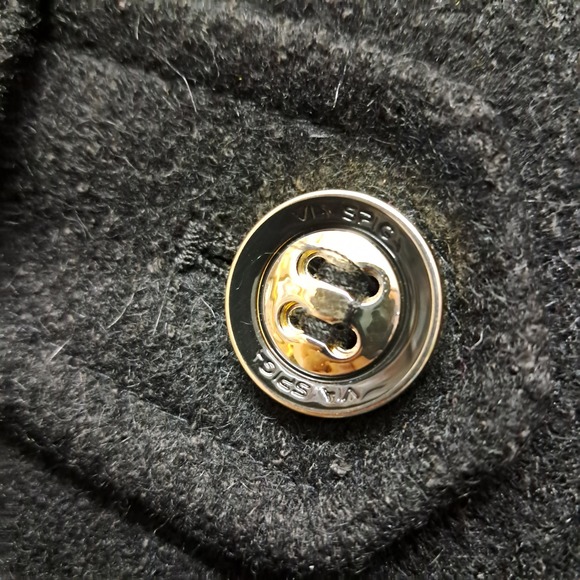 Via Spiga Coat Women's 8 Black Wool Blend Gold Hardware High Neck Classic Winter - Picture 10 of 13